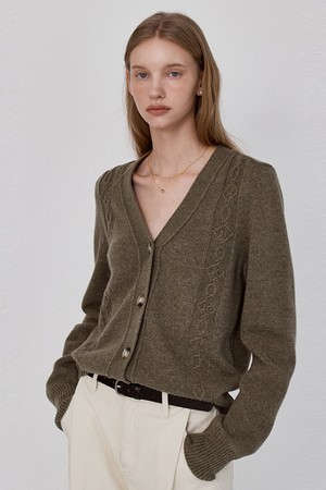 Cozy Cable Knit Cardigan - Khaki