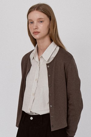 Daily Ribbed Cardigan - Brown