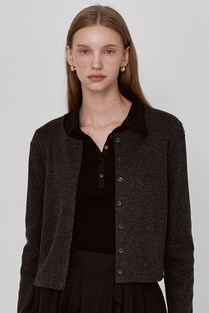 Daily Ribbed Cardigan - Charcoal