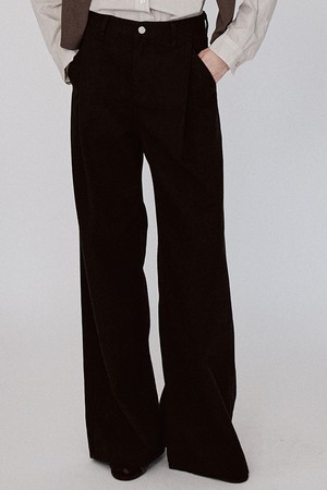 Cotton Wide One Tuck Pants - Black