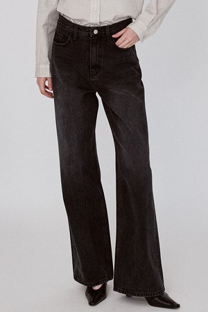 Wide Washing Denim pants - Black