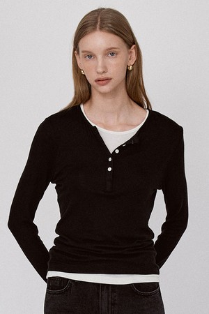 Basic Layered Panel T-Shirt - Black