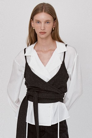 V-neck Strap Sleeveless - Charcoal