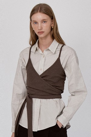 V-neck Strap Sleeveless - Brown