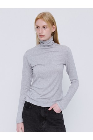 Soft Wool Tencel Turtleneck T-Shirt - LightGray