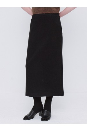 Basic Wool Tencel Long Skirt - Black