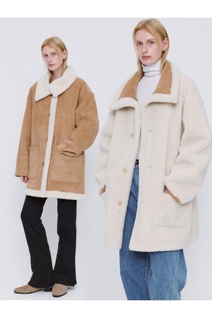 Classic Reversible Mustang Coat - Beige