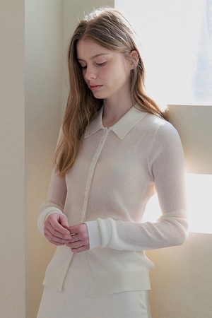 Soft Lyocell Collar Knit Cardigan - Ivory