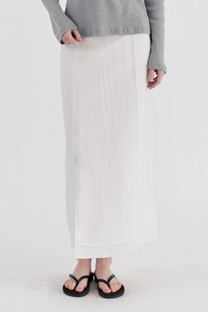 Basic Sheer Tencel Layered Slit Long Skirt - Ivory