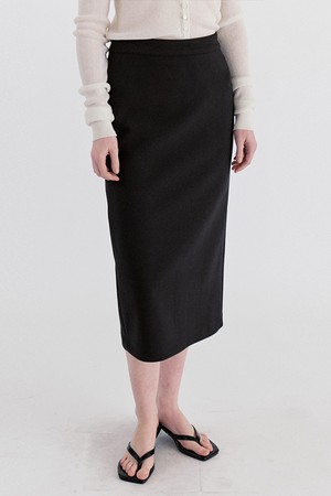 Basic H-Line Slit Long Skirt - Black