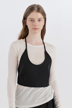 Basic Wool Halter-Neck Bustier - Black