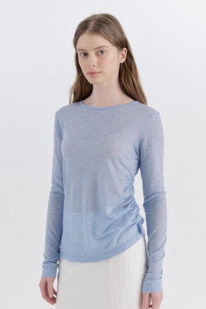 Soft Tencel Wool Shirring Slim T-Shirt - Sora