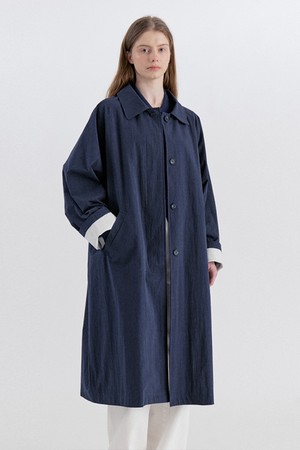 Classic Cotton Raglan Trench Coat - Navy