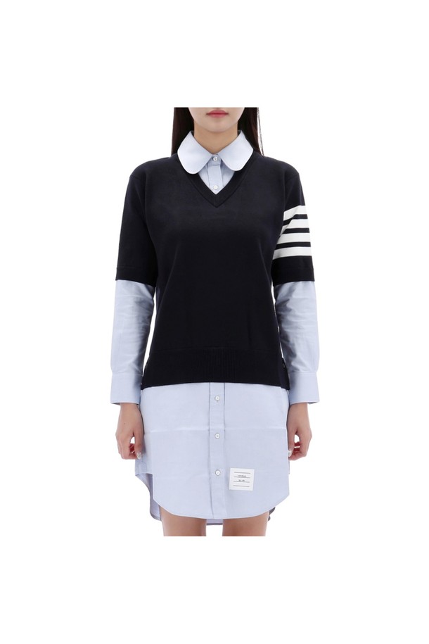 THOM BROWNE - 원피스 - 톰브라운 옥스포드 니트 레이어드 셔츠 원피스 FKD156A Y3007 415