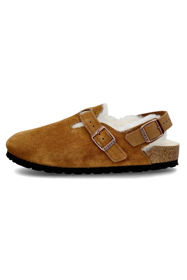 BIRKENSTOCK - 샌들 - 버켄스탁 토키오 시어링 스웨이드 샌들 1028382 MINK