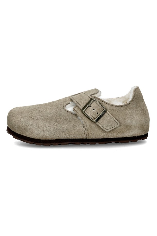 BIRKENSTOCK - 플랫 - 버켄스탁 런던 시어링 스웨이드 슬립온 1028470 TAUPE