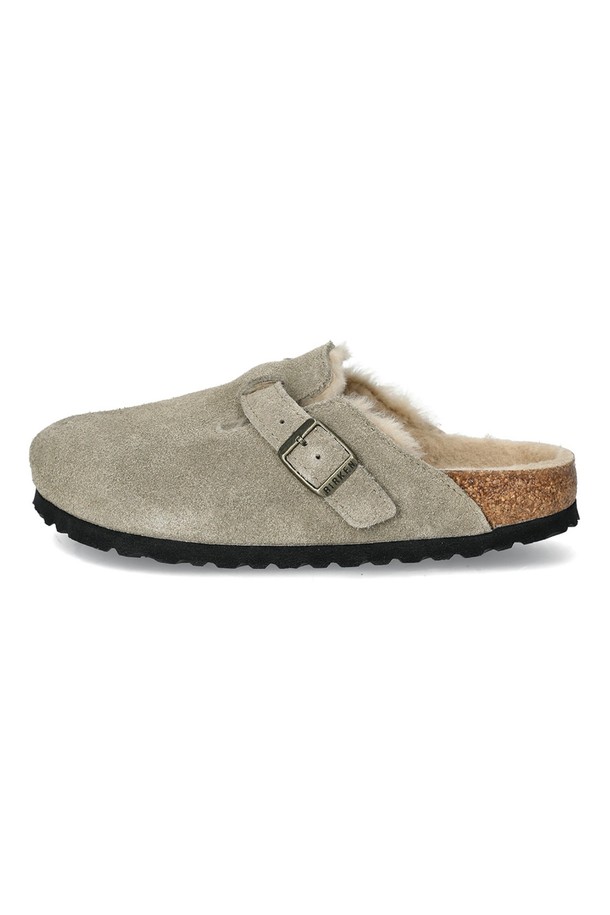 BIRKENSTOCK - 샌들/뮬/슬리퍼 - 버켄스탁 보스턴 시어링 스웨이드 뮬 샌들 1028299 TAUPE