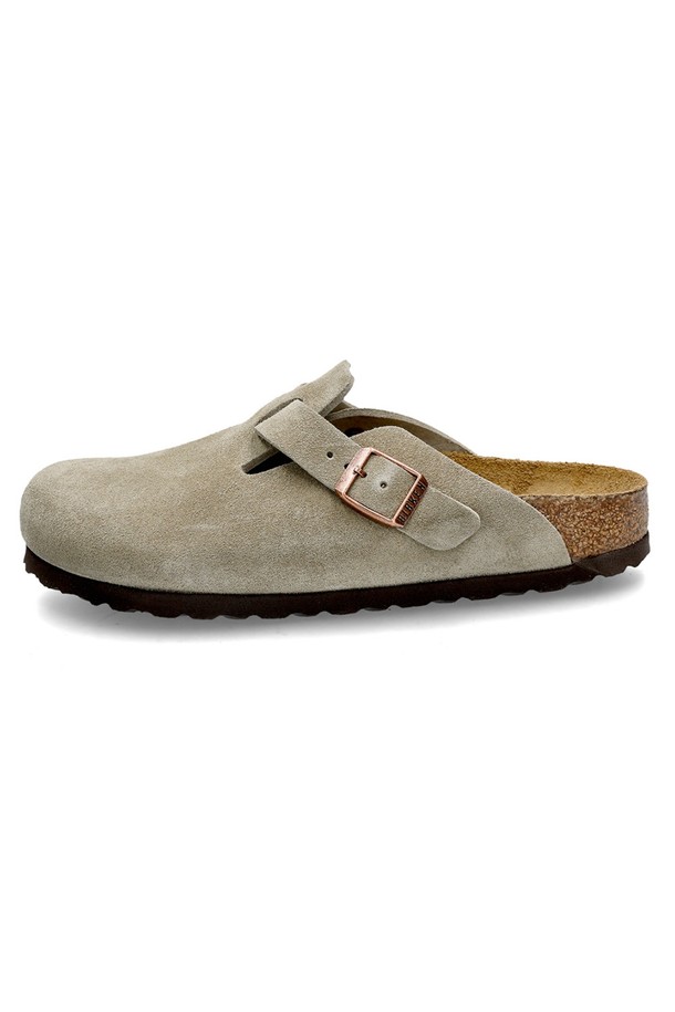 BIRKENSTOCK - 샌들/뮬/슬리퍼 - 버켄스탁 보스턴 스웨이드 레더 슬리퍼 0560773 TAUPE