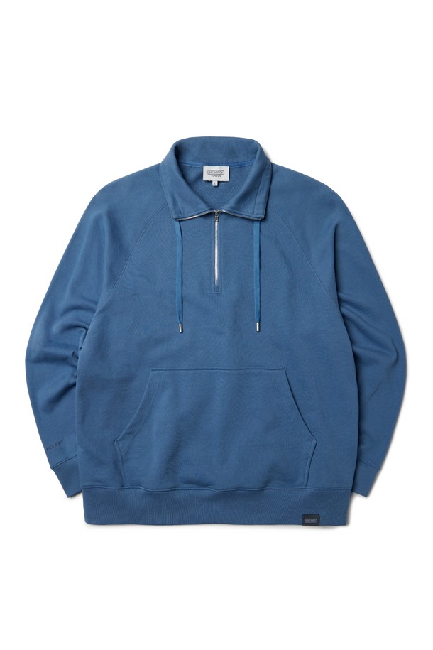 BROMPTON LONDON - 스웨트셔츠 - RAGLAN HALF ZIP TURTLE NECK SWEATSHIRT - BLUE (P233UTS234)