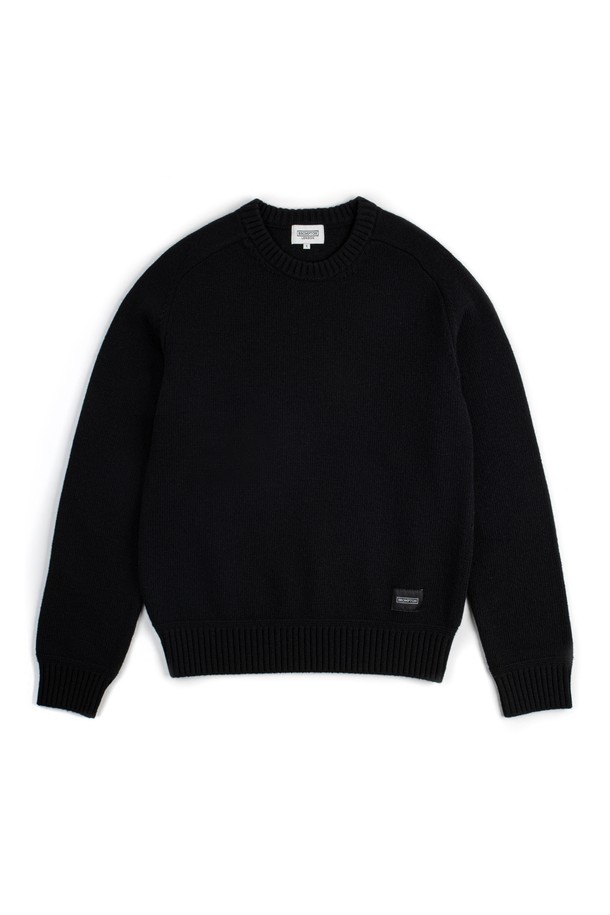 BROMPTON LONDON - 스웨터 - WOOL BLENDED ELBOW PATCH ROUND SWEATER - BLACK (P234MKT220)