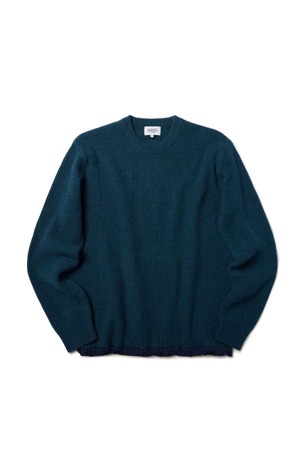 BROMPTON LONDON - 스웨터 - WOVEN HEM STRING ROUND SWEATER - TEAL GREEN (P234UKT224)