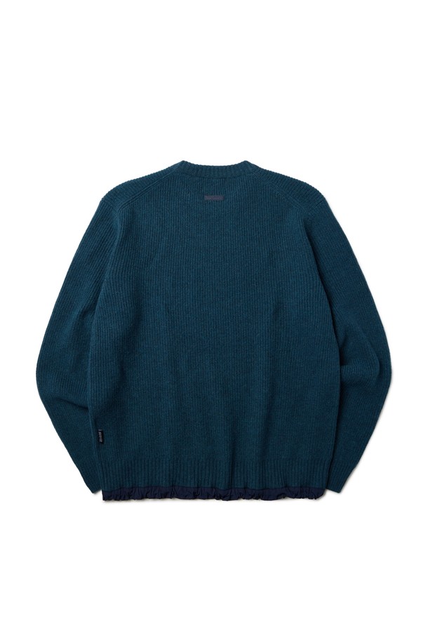 BROMPTON LONDON - 스웨터 - WOVEN HEM STRING ROUND SWEATER - TEAL GREEN (P234UKT224)