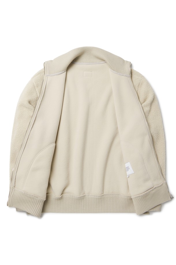 BROMPTON LONDON - 플리스 - RIBBED NECK FULL ZIP FLEECE  - BEIGE (P233UJP238)