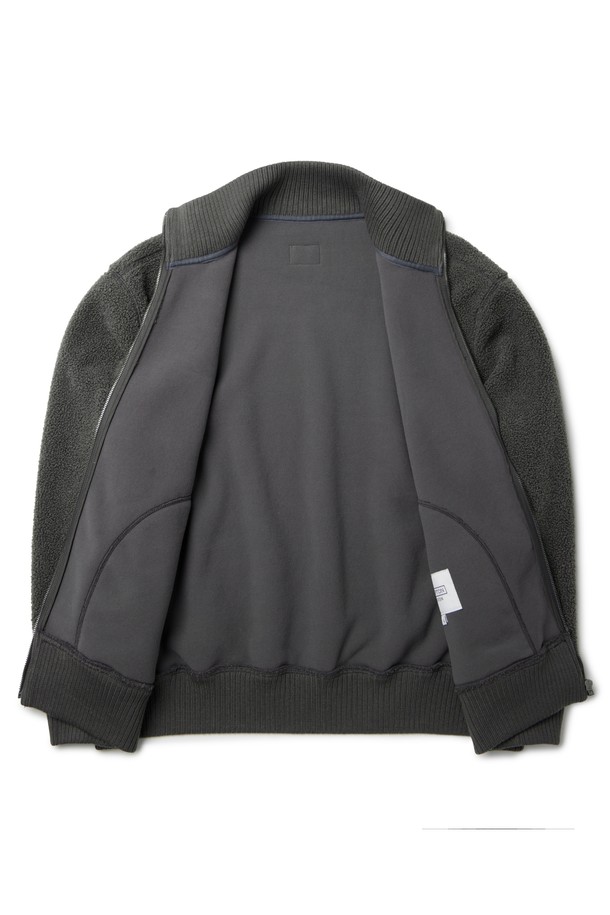 BROMPTON LONDON - 플리스 - RIBBED NECK FULL ZIP FLEECE  - DGREY (P233UJP238)