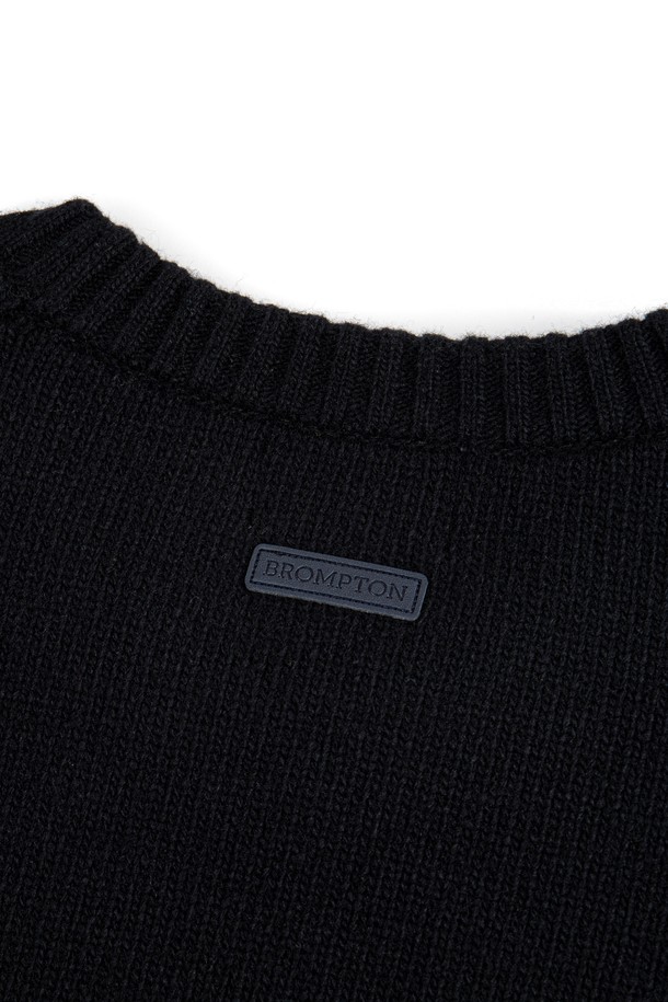 BROMPTON LONDON - 스웨터 - WOOL BLENDED ELBOW PATCH ROUND SWEATER - BLACK (P234MKT220)