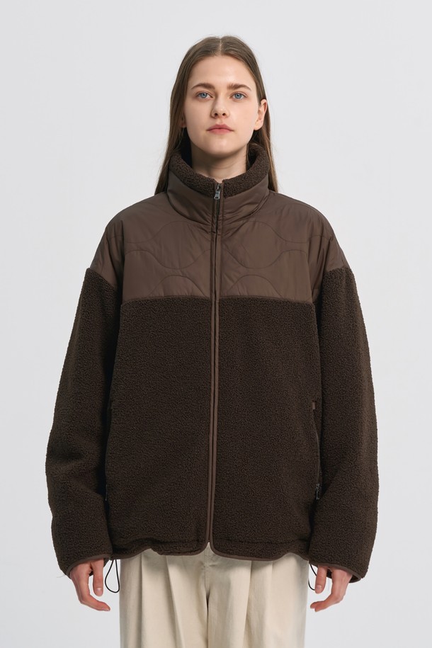 BROMPTON LONDON - 플리스 - QUILTED BLOCK FULL ZIP FLEECE  - BROWN (P233UPD220)