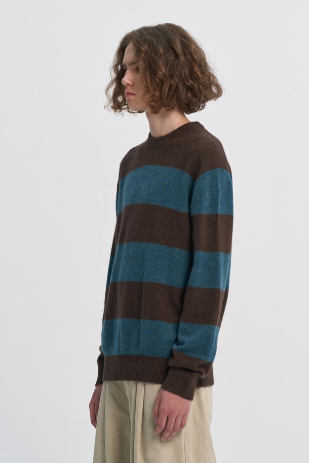 BROMPTON LONDON - 스웨터 - SOFT WOOL STRIPE SWEATER - BROWN (P234MKT223)