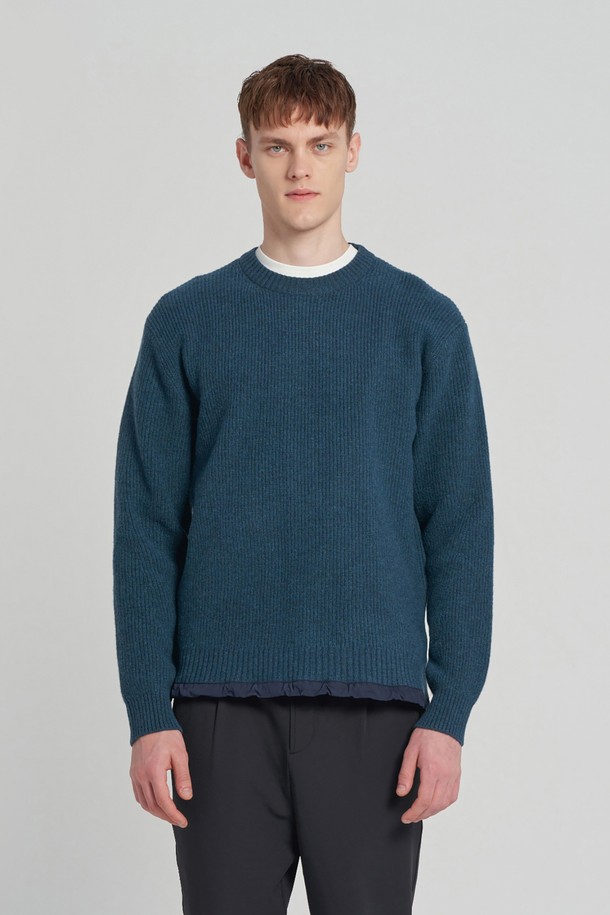 BROMPTON LONDON - 스웨터 - WOVEN HEM STRING ROUND SWEATER - TEAL GREEN (P234UKT224)