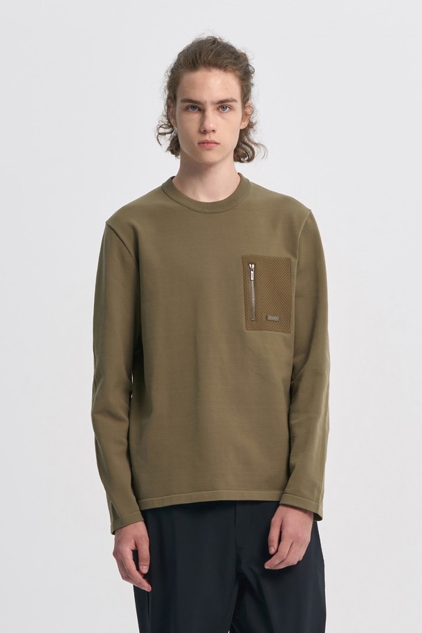 BROMPTON LONDON - 스웨터 - COMMUTER MESH POCKET ROUND SWEATER - OLIVE (P233MKT110)