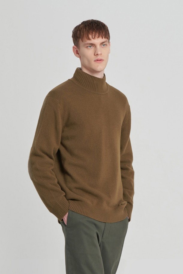 BROMPTON LONDON - 스웨터 - SOFT WOOL HALF NECK SWEATER - KHAKI (P234MKT221)