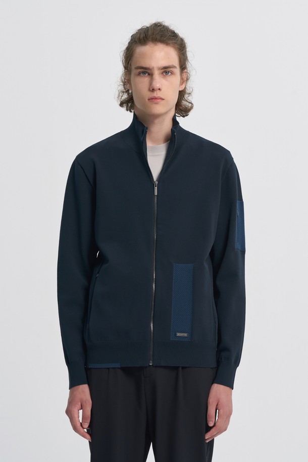 BROMPTON LONDON - 스웨터 - COMMUTER HALF NECK ZIP SWEATER - NAVY (P233MKT111)