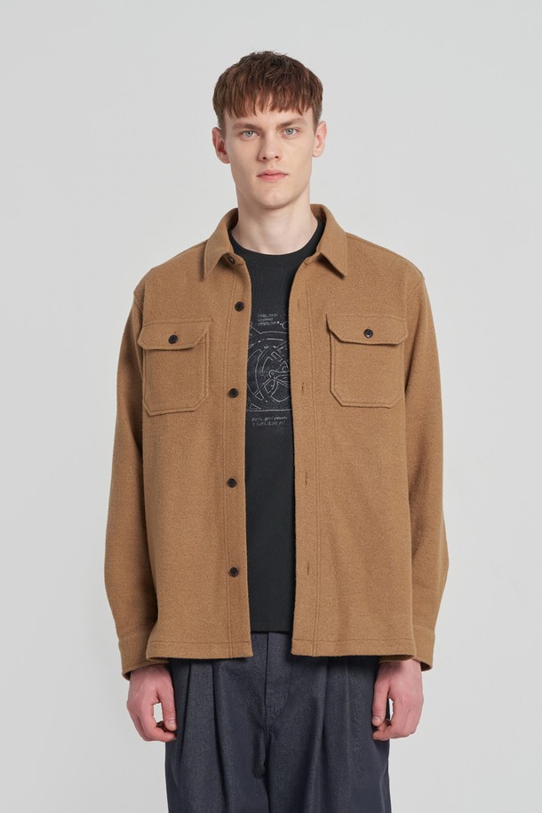 BROMPTON LONDON - 긴팔셔츠 - FLAP POCKET WOOL SHIRT - CAMEL (P233MSH225)