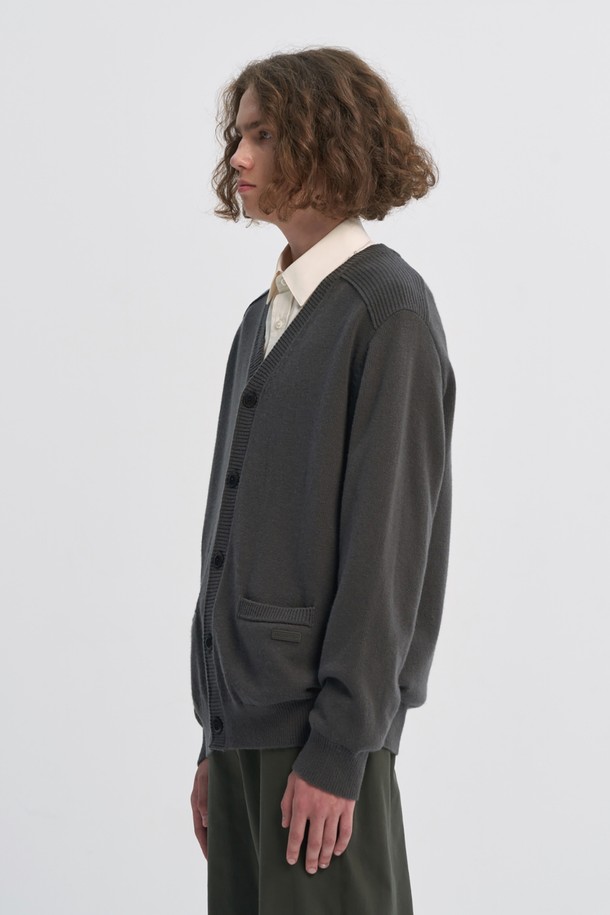 BROMPTON LONDON - 가디건 - BASIC WOOL BLENDED V-NECK CARDIGAN - GREY (P234MKT222)