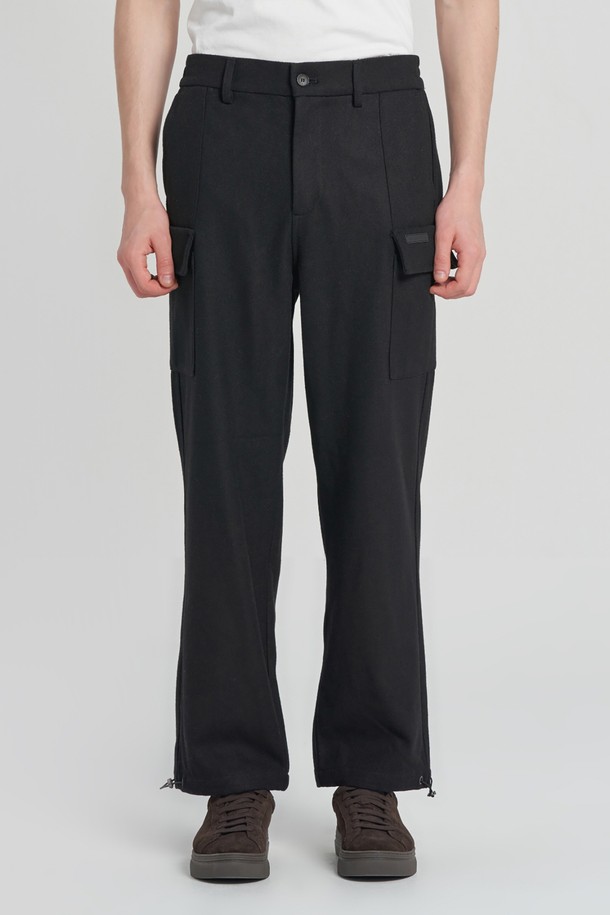 BROMPTON LONDON - 캐주얼팬츠 - WOOL POCKET BANDED JOGGER TROUSERS - BLACK (P234MPT228)