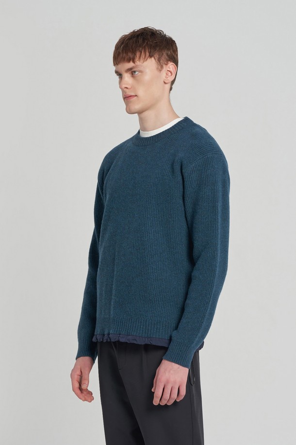 BROMPTON LONDON - 스웨터 - WOVEN HEM STRING ROUND SWEATER - TEAL GREEN (P234UKT224)