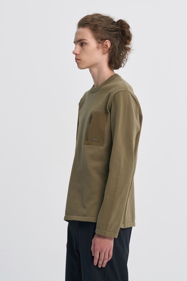 BROMPTON LONDON - 스웨터 - COMMUTER MESH POCKET ROUND SWEATER - OLIVE (P233MKT110)