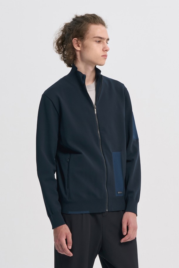 BROMPTON LONDON - 스웨터 - COMMUTER HALF NECK ZIP SWEATER - NAVY (P233MKT111)