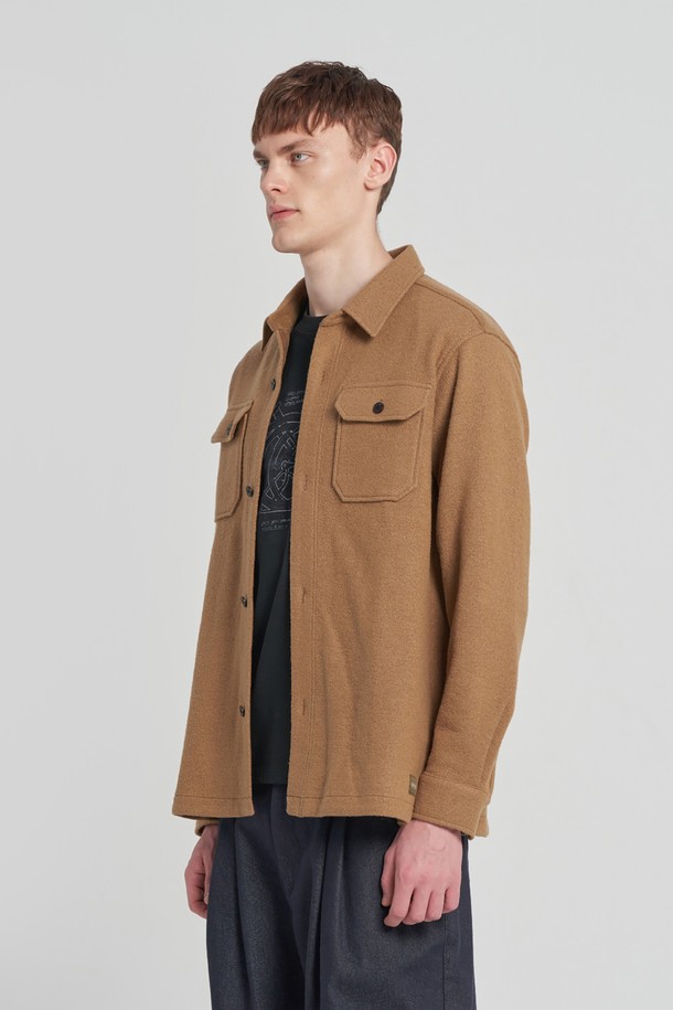 BROMPTON LONDON - 긴팔셔츠 - FLAP POCKET WOOL SHIRT - CAMEL (P233MSH225)