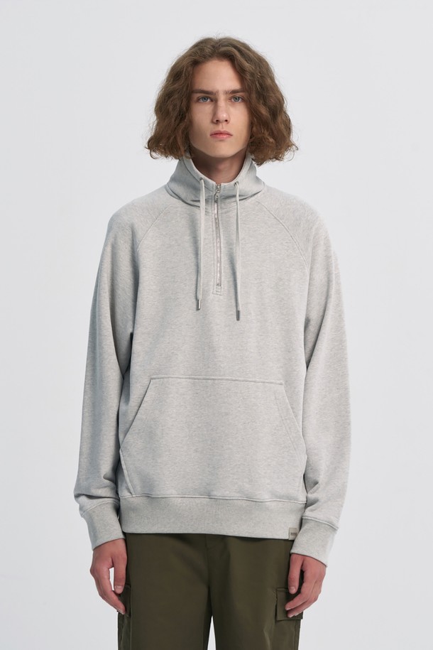 BROMPTON LONDON - 스웨트셔츠 - RAGLAN HALF ZIP TURTLE NECK SWEATSHIRT - M/GREY (P233UTS234)