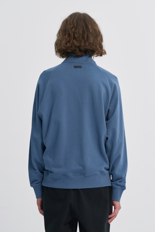 BROMPTON LONDON - 스웨트셔츠 - RAGLAN HALF ZIP TURTLE NECK SWEATSHIRT - BLUE (P233UTS234)