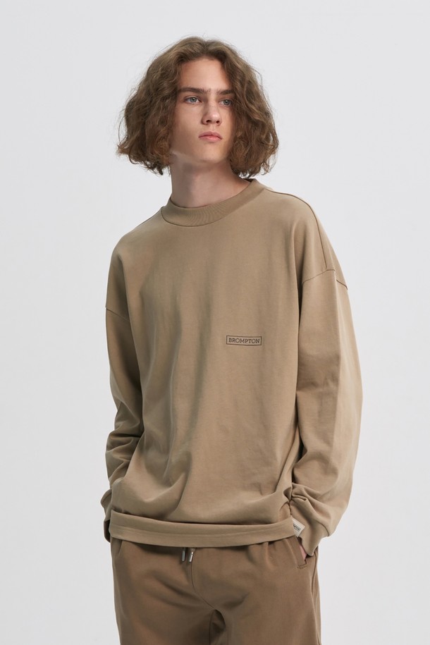 BROMPTON LONDON - 스웨트셔츠 - EMBROIDERED LOGO LONG SLEEVE T-SHIRT - BEIGE (P233UTS230)