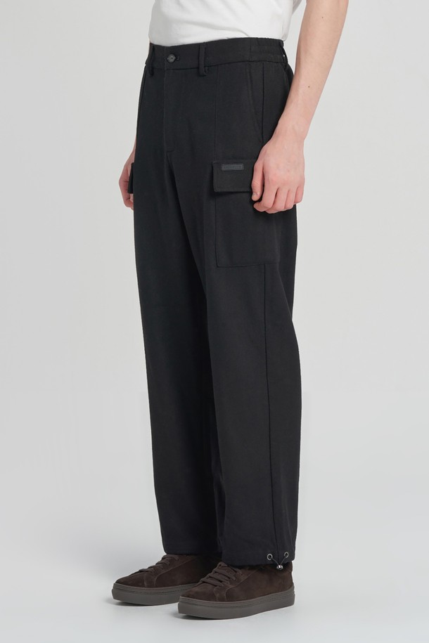 BROMPTON LONDON - 캐주얼팬츠 - WOOL POCKET BANDED JOGGER TROUSERS - BLACK (P234MPT228)