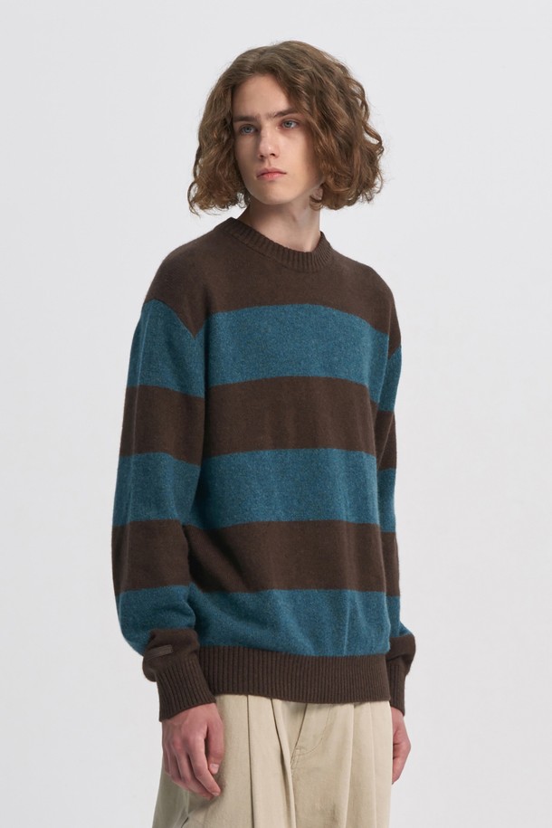 BROMPTON LONDON - 스웨터 - SOFT WOOL STRIPE SWEATER - BROWN (P234MKT223)