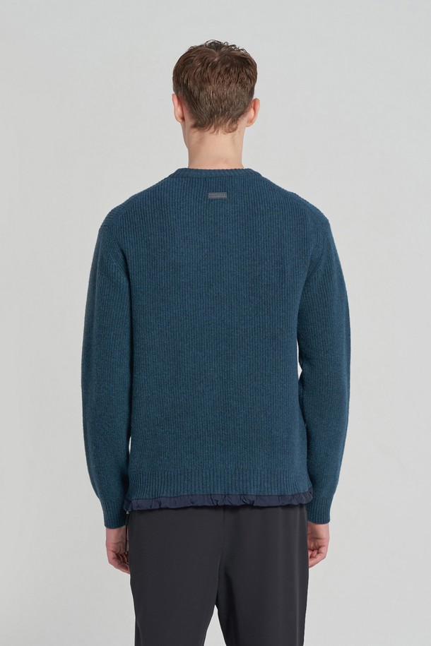 BROMPTON LONDON - 스웨터 - WOVEN HEM STRING ROUND SWEATER - TEAL GREEN (P234UKT224)