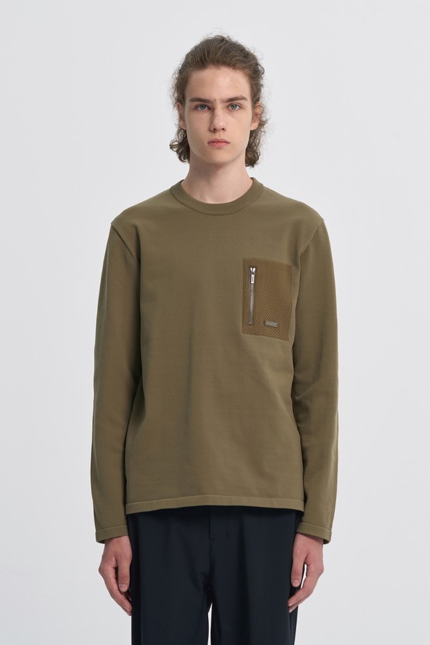 BROMPTON LONDON - 스웨터 - COMMUTER MESH POCKET ROUND SWEATER - OLIVE (P233MKT110)