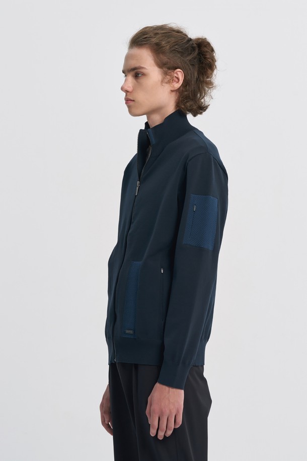 BROMPTON LONDON - 스웨터 - COMMUTER HALF NECK ZIP SWEATER - NAVY (P233MKT111)